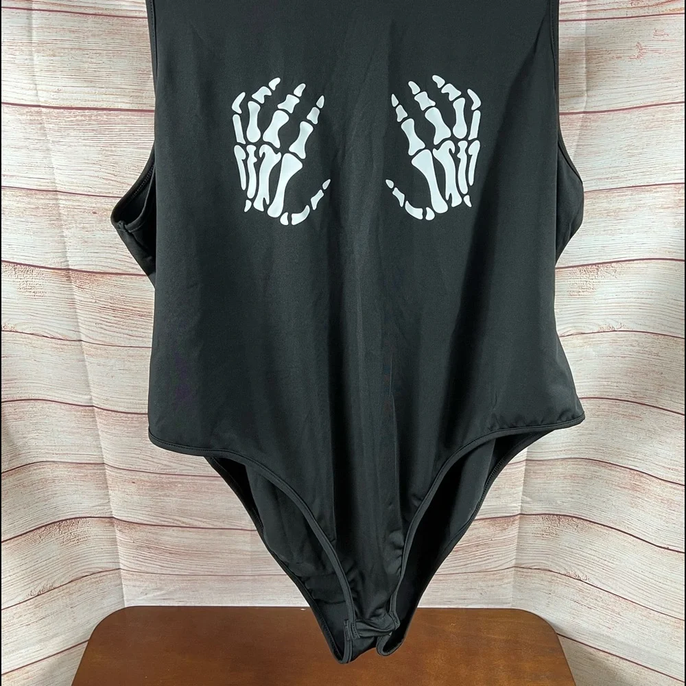NWOT Shein Curve Bodysuit Skeleton Hands - Picture 6 of 6